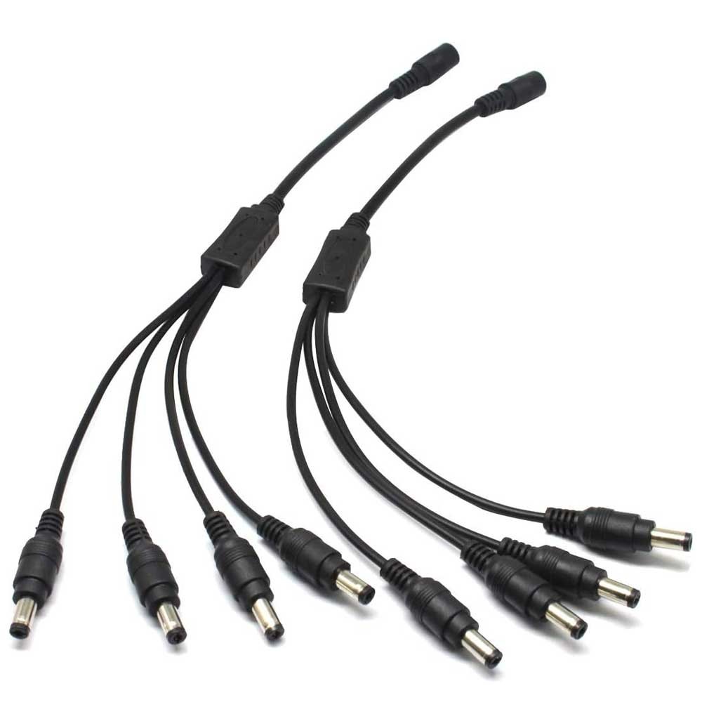 Pack 1 to 4 Way DC Power Splitter Cable Barrel Plug 5.5mm x 2.1mm for CCTV Cameras DVR LED Light Strip and More