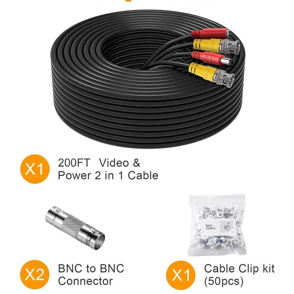 Bnc Cable All-in-One Siamese Video and Power Security Camera Cable, Extension Wire Cord with 2 Female Connectors for All Max 5MP HD CCTV DVR Surveillance System (10M/15M/20M/30M/50M/60M Cable, Black)
